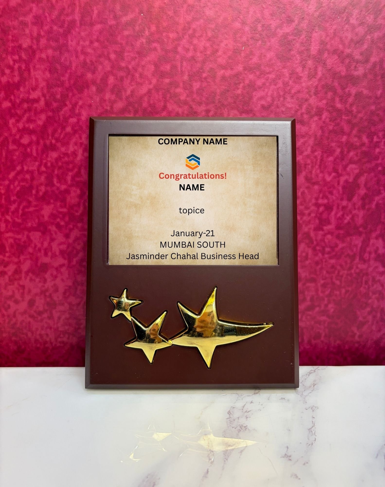 Custom Engraved Wooden Achievement Plaque