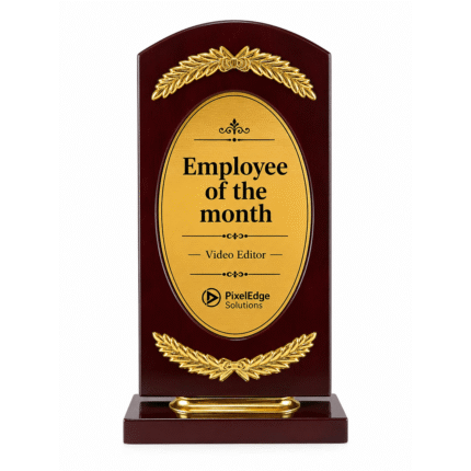Premium Red Wooden Trophy Award by Jazka Traders – Elegant Recognition Trophy