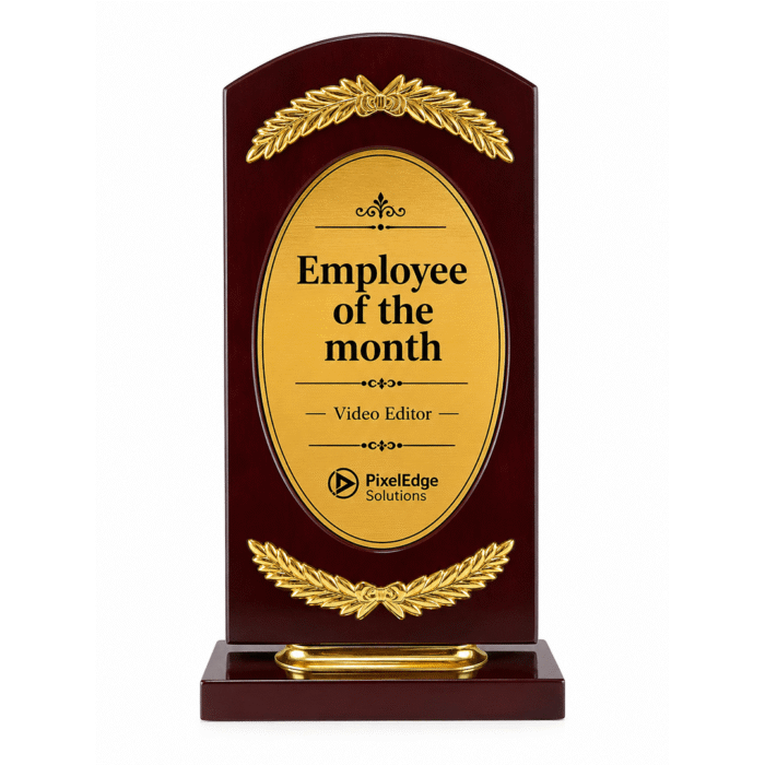 Premium Red Wooden Trophy Award by Jazka Traders – Elegant Recognition Trophy