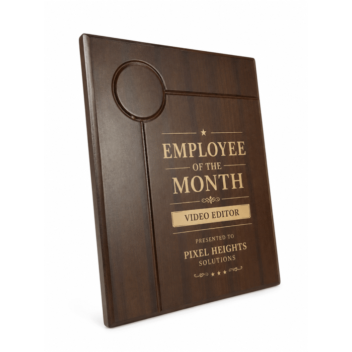 Modern Wooden Corporate Award Trophy for Professional Recognition