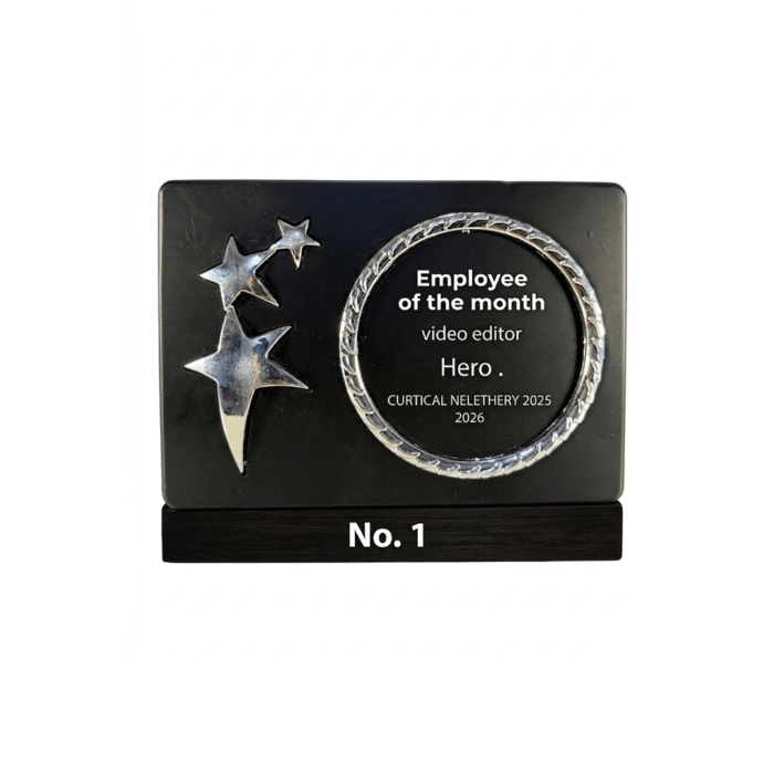 JT-SBS02 | Premium Black Star Trophy Plaque by Jazka Traders
