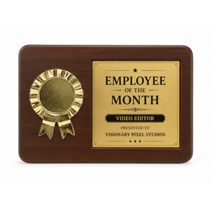 Premium Wooden Corporate Recognition Trophy with Gold Emblem