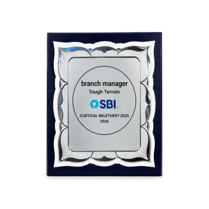 Premium Silver & Blue Wooden Award Plaque by Jazka Traders