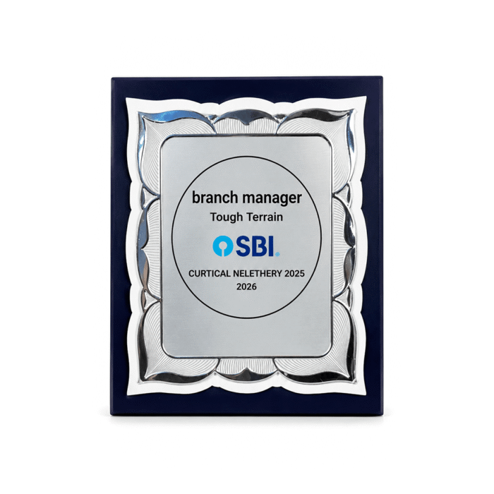 Premium Silver & Blue Wooden Award Plaque by Jazka Traders