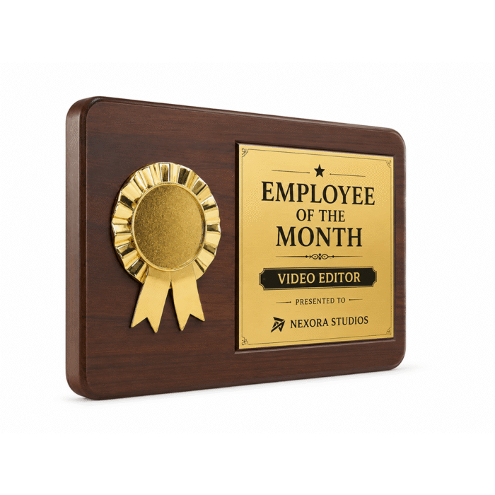 Premium Wooden Corporate Recognition Trophy with Gold Emblem