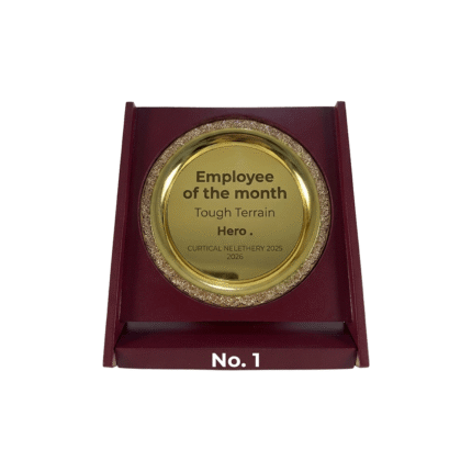 Elegant Wooden Plaque Trophy with Gold Plate for Corporate Awards