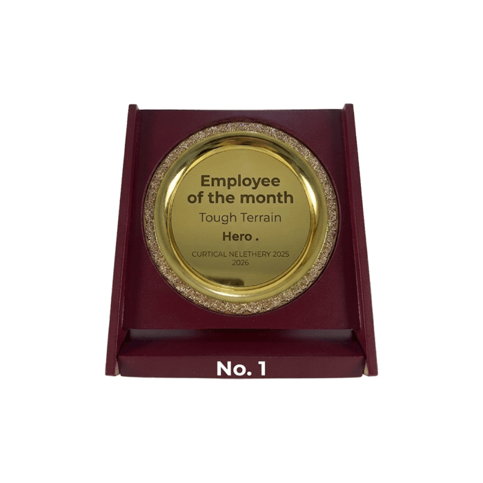 Elegant Wooden Plaque Trophy with Gold Plate for Corporate Awards