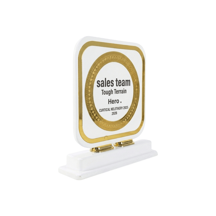 Premium White & Gold Corporate Award Trophy for Recognition Ceremonies