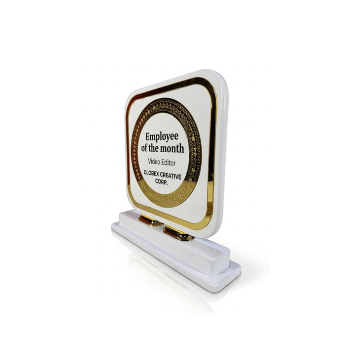 Premium White & Gold Corporate Award Trophy for Recognition Ceremonies