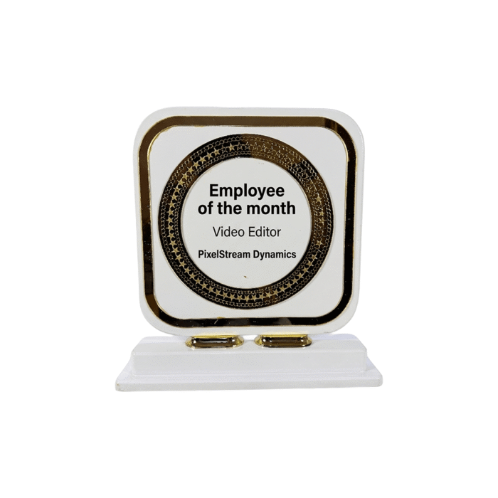 Premium White & Gold Corporate Award Trophy for Recognition Ceremonies