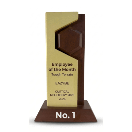 Modern Wooden Corporate Trophy with Gold Finish by Jazka Traders