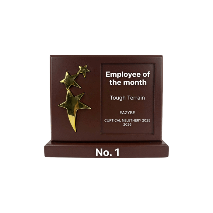 Premium Wooden Star Recognition Plaque by Jazka Traders – Corporate Achievement Award