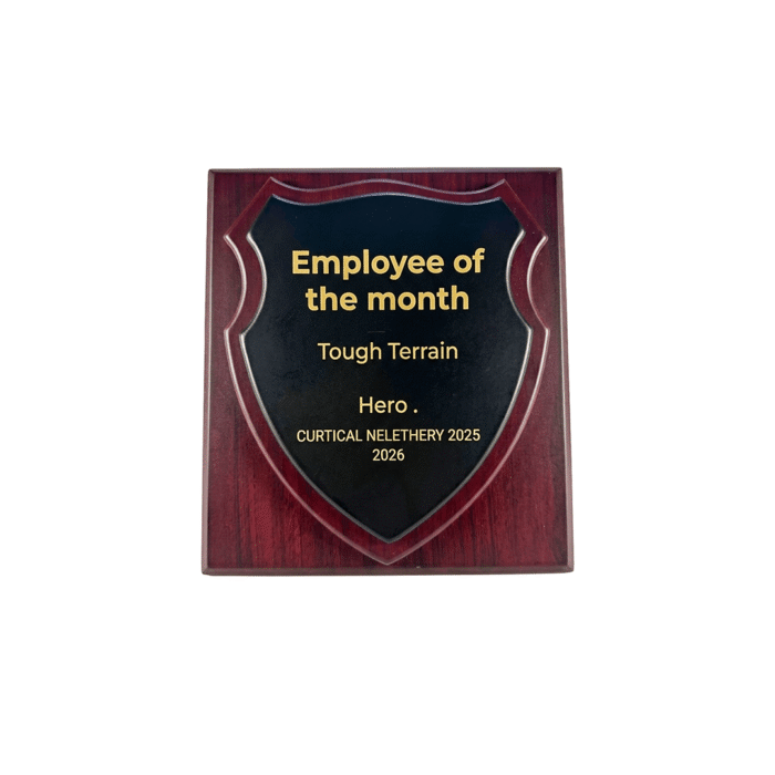Premium Shield Wooden Award Plaque by Jazka Traders – Elegant Corporate Recognition Trophy