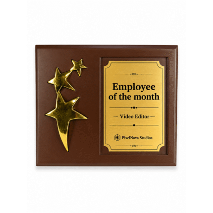 Premium Wooden Star Recognition Plaque by Jazka Traders – Corporate Achievement Award