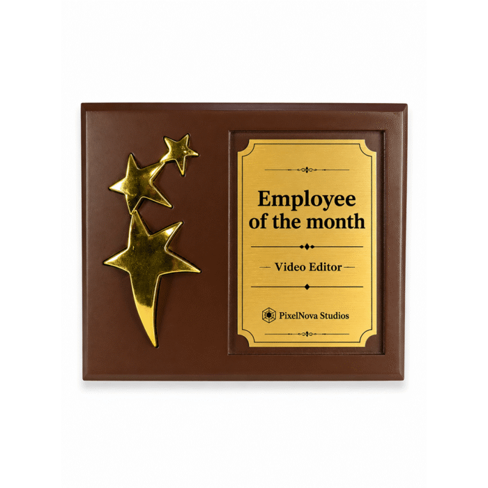 Premium Wooden Star Recognition Plaque by Jazka Traders – Corporate Achievement Award