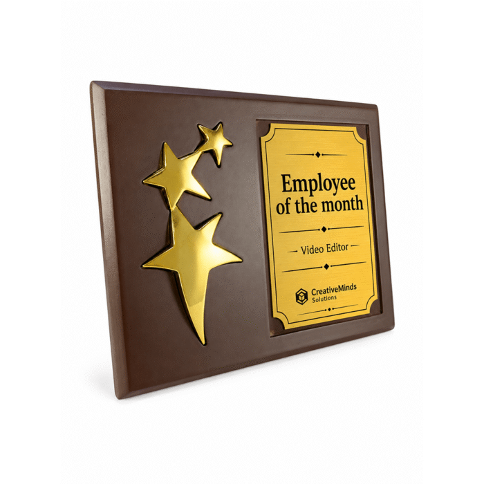 Premium Wooden Star Recognition Plaque by Jazka Traders – Corporate Achievement Award