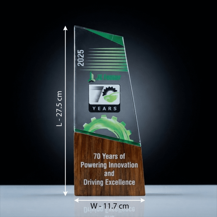 Glass Award Trophy with Wooden Base
