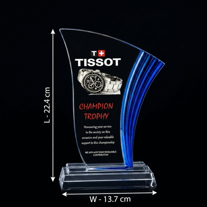 Blue Edge Crystal Acrylic Trophy