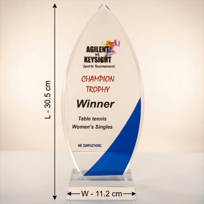 Leaf Shape Crystal Acrylic Trophy