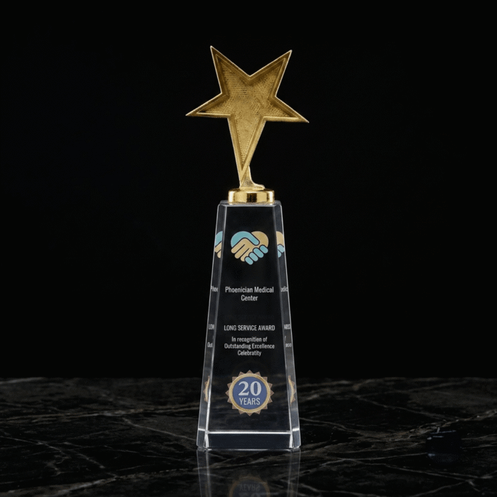 Crystal Acrylic Trophy with Gold Star