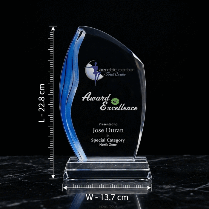 Blue Edge Crystal Acrylic Trophy
