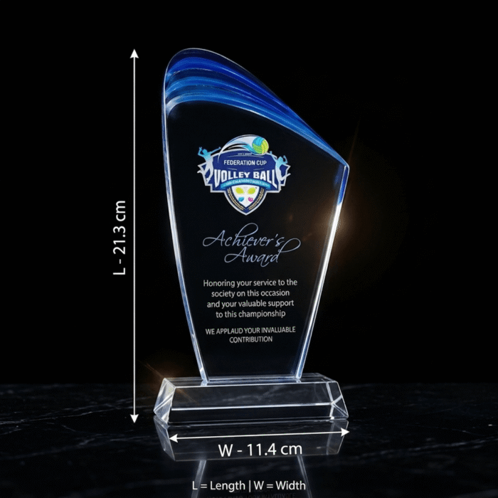 Blue Edge Crystal Acrylic Trophy