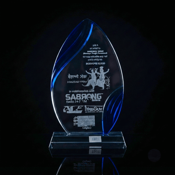 Blue Edge Crystal Acrylic Trophy