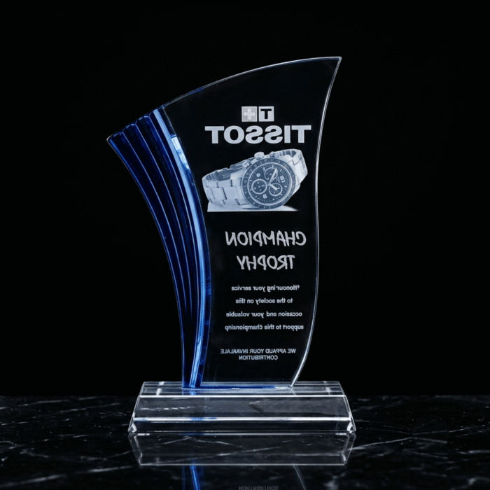 Blue Edge Crystal Acrylic Trophy