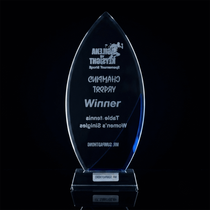 Leaf Shape Crystal Acrylic Trophy