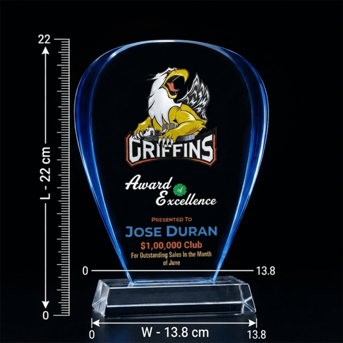 Blue Edge Crystal Acrylic Award Trophy