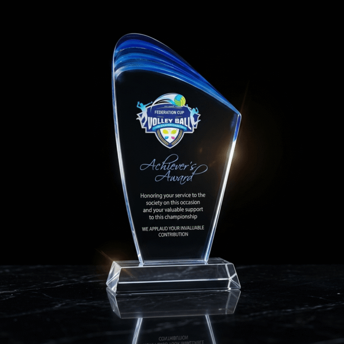 Blue Edge Crystal Acrylic Trophy