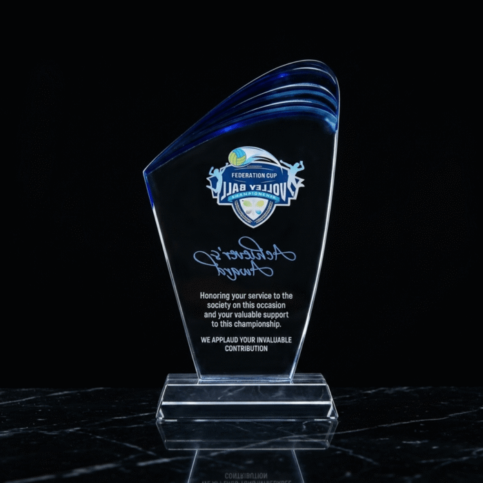 Blue Edge Crystal Acrylic Trophy