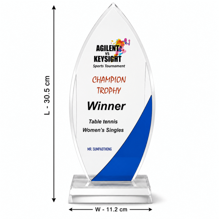 Leaf Shape Crystal Acrylic Trophy