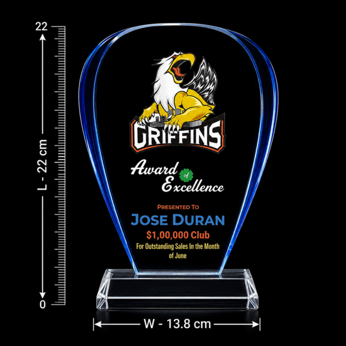 Blue Edge Crystal Acrylic Award Trophy
